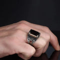 Azuris Turkish Vintage 925 Sterling Silver Gemstone Men's Ring Ottoman Style Natural Stone Handmade Turkey Model VALKH1883