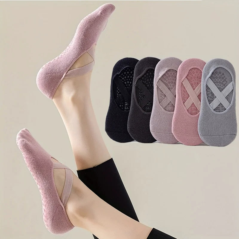 Professional Breathable Ankle Yoga Socks Anti-Slip Knitted for Women Pilates Beginners Indoor Sports Ballet Dance