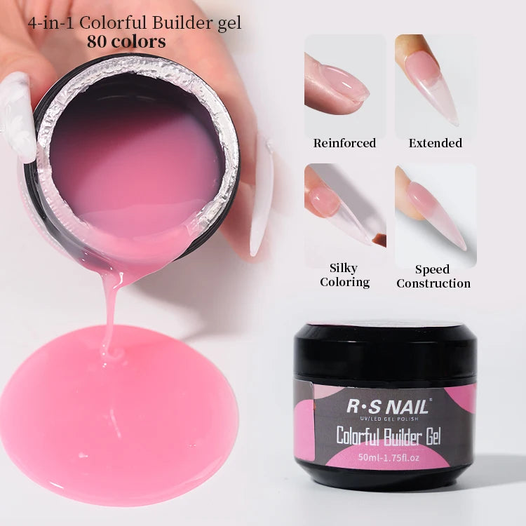 R S Nail Wholesales 50g Colorful UV  Gel Hema Free Nail Product Oem Led Uv Gel Polish Nail Beauty Color Uv Gel