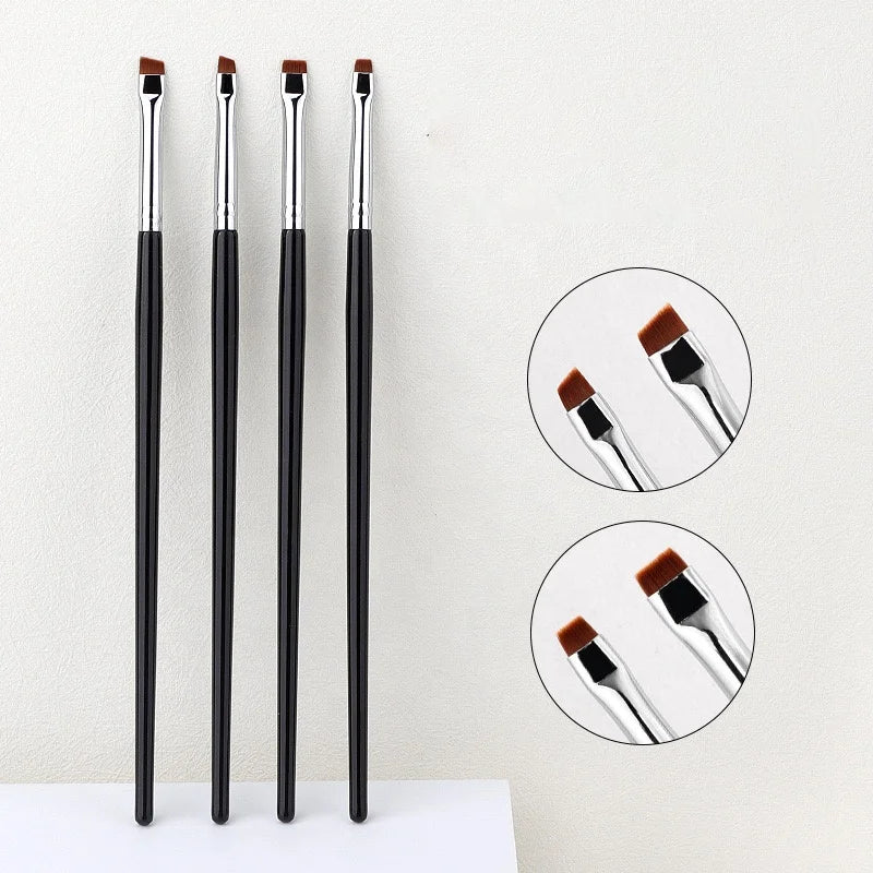 Wholesale Thin Straight Private Label logo Fine Flat and Angled Rose Gold Eyebrow Tint Lamination Makeup Brush