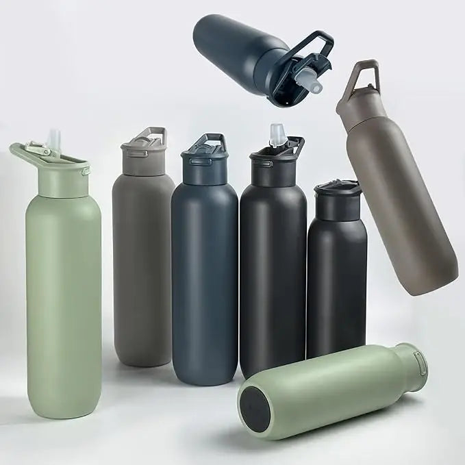 600ml Mountaineering Water Bottle With Straw Lid Insulated Stainless Steel Bottle BPA-Free Double Wall Insulation for Gym Sports