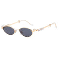 Spectacle Frame Advanced Sense Light Degree Myopia Flat Lens Diamond-set Oval Metal Spectacle Frame Pearl Small Optical Frame