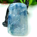 Myanmar Natural a Type Jadeite Jade Pendant Ice-Like Floating Flowers Amitabha Buddha Emerald Pendant 66.62 MegaBDM