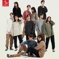 SK 310G Men's 100% Cotton Vintage Print Sashiko Robe Silk Screen Printing Long Sleeve Oversized T-Shirt Knitted Blank Design