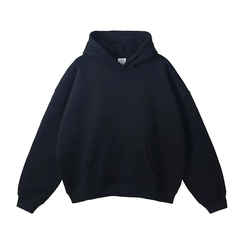 OEM custom logo embroidery printed design 360g Thickened Casual Sweatshirt Fashion Brand Solid Color Hooded Men's Sweatshirt MegaBDM