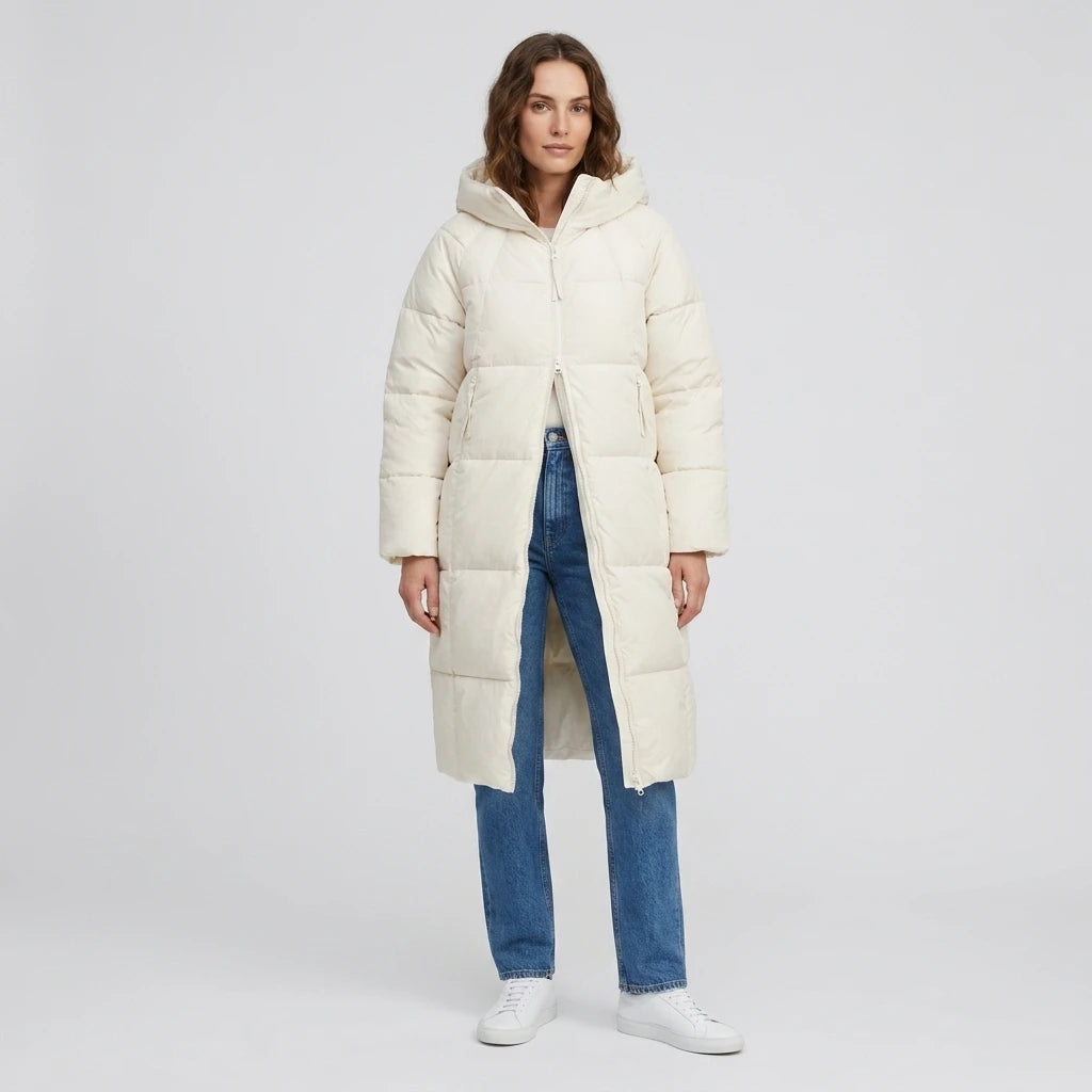 Wholesale In-stock Winter Women's Hooded Puffer Jacket Double-ended Zipper Thickened and Warm Long Coat MegaBDM