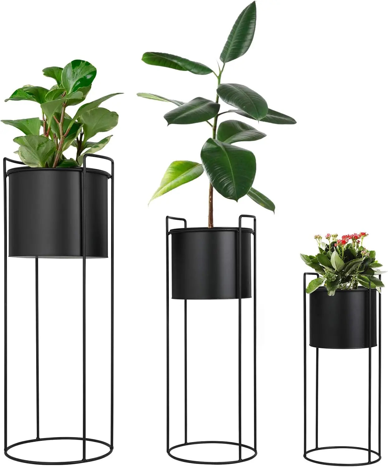 Modern Tall Tin Metal Lightweight Durable Plant Stand Detachable Flower Pots Indoor/Outdoor Floor Standing Planter Holder Home