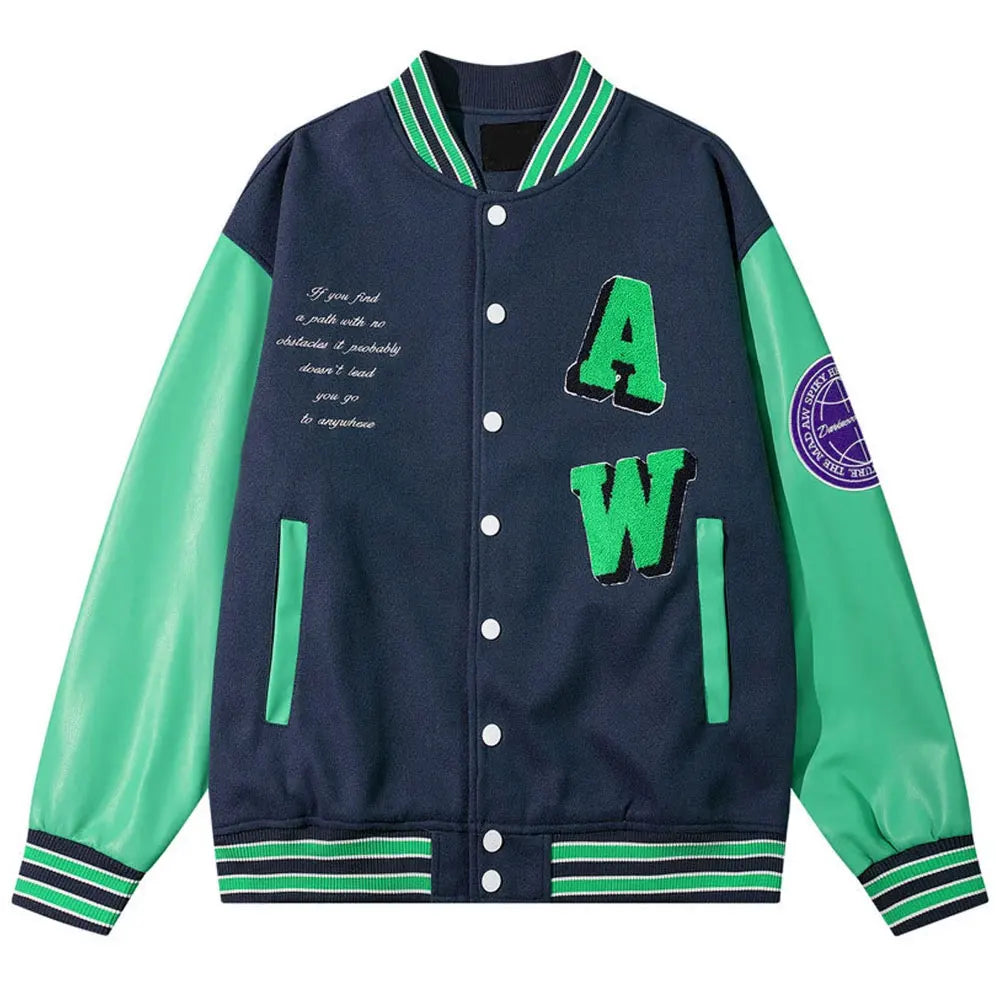 Fashionable Men's Adult Youth Letterman Varsity Woolen Jacket with Front Logo Customized Colors Hooded for Winter