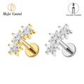 ASTM F136 Titanium Internal Threaded Triple Star Cluster Cartilage Earring Flat Back Labret Stud Tragus Helix Piercing Jewelry