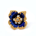 Vintage Chunky Blue Flower Ring for Women Flower Statement Ring Adjustable Rings Jewelry