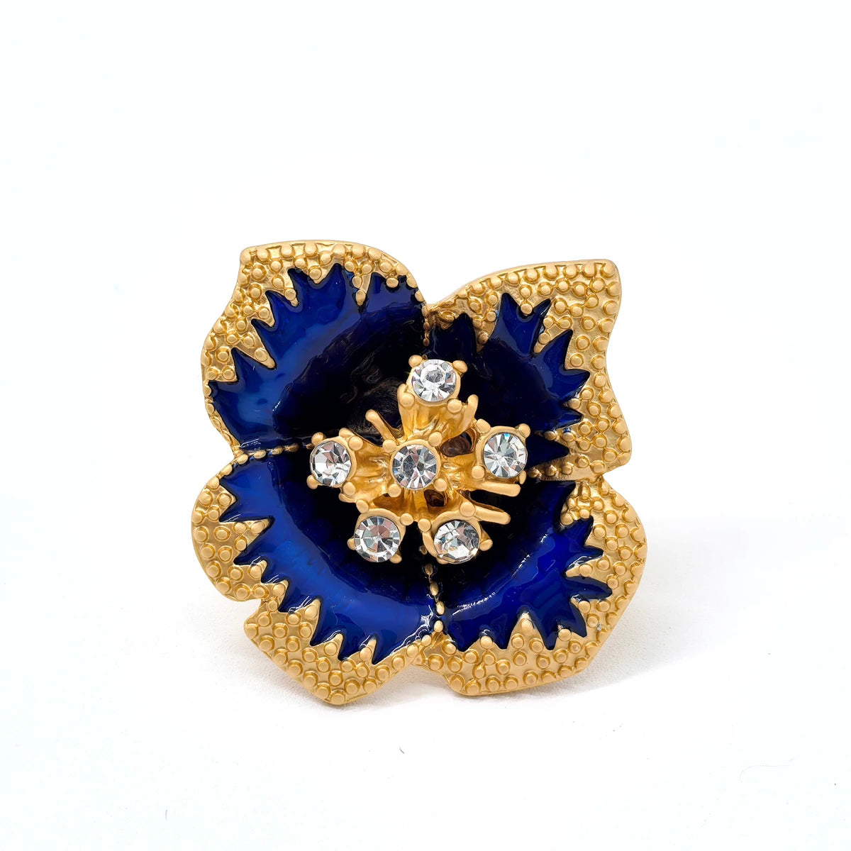 Vintage Chunky Blue Flower Ring for Women Flower Statement Ring Adjustable Rings Jewelry