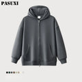 PASUXI OEM Custom Mens Autumn and Winter New Hooded Cardigan Sweater Casual Solid Color Zipper Sweater Jacket