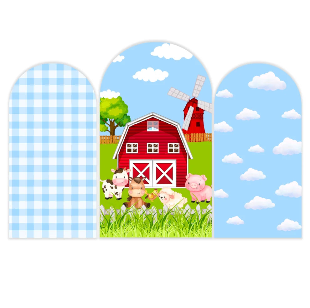 Blue Farm Arch Backdrop Cover Stand Custom Baby Shower Cover Decoration Background Fabric for Festival Party Event