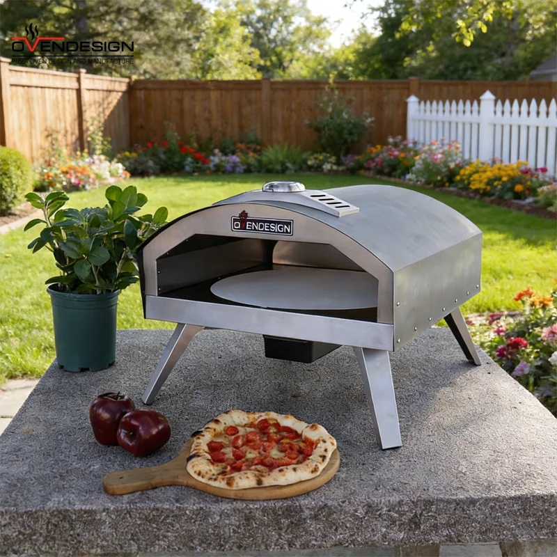 16 Inch Automatic Rotating Gas Pizza Oven Outdoor & Foldable - Easy to Move Powerful Firepower Knob Control High-Efficiency