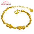 Vietnam Gold Glossy Round Beads Double Pixiu Couple Bracelet Brass Gold Plated One Color for Man and Women Bracelet
