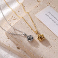 Cute Dainty Design Stainless Steel Gold Plated Rose Flower Pendant Necklace for Women Fashion Jewelry