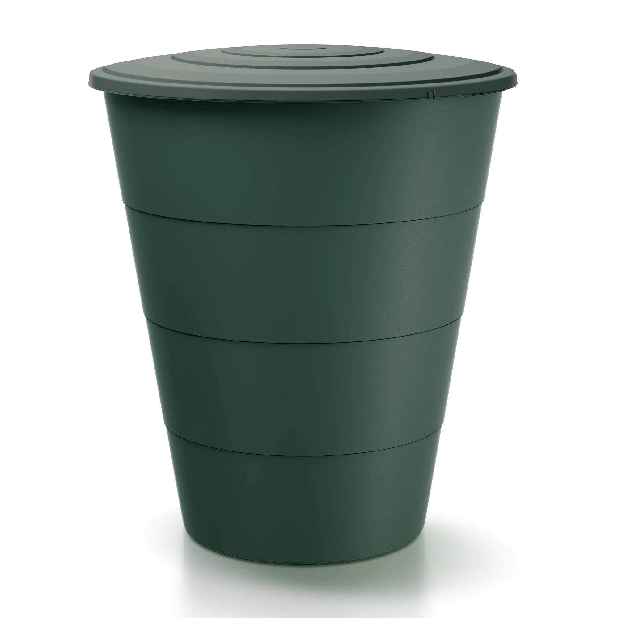 210L Smooth plastic rainwater barrel in forest green 75.3 (length) x 75.3 (width) x 86.5 (height) cm