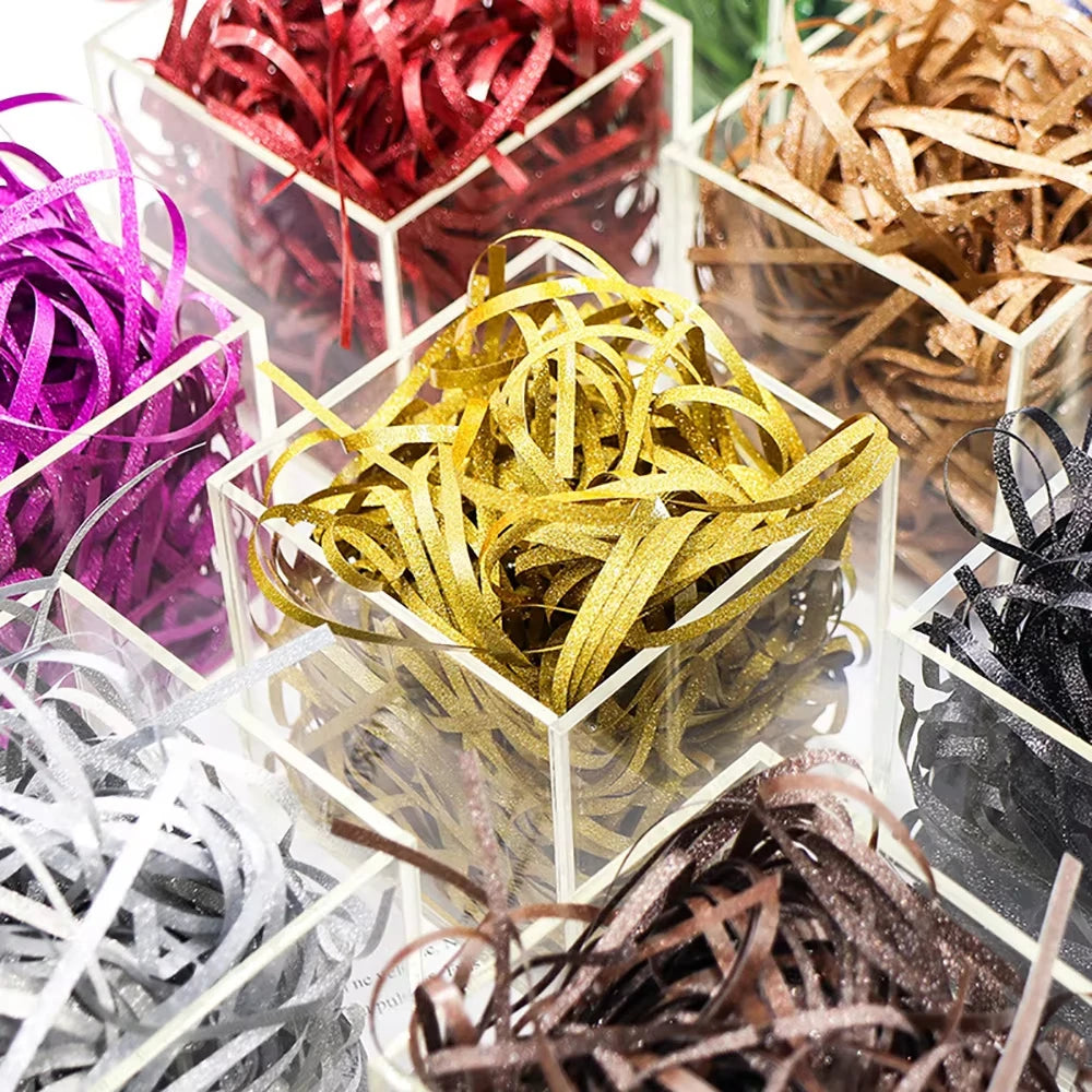 Gift Box Filler Golden Onion Silk Lafite Grass Filling Paper Pleated Paper Ribbon Golden Onion Powder Glittering Plastic Paper