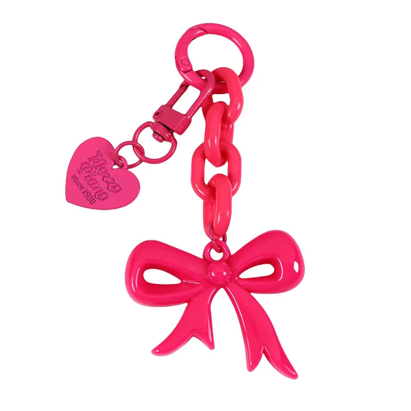 Internet celebrity ins Dongdaemun temperament heart keychain acrylic bow phone pendant girl bag hanging ornament