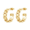 PVD 18K Gold Plated Stainless Steel Jewelry Watchband Chain Link C-Shape Hoop Earring Trendy for Women Gift Earrings E241579