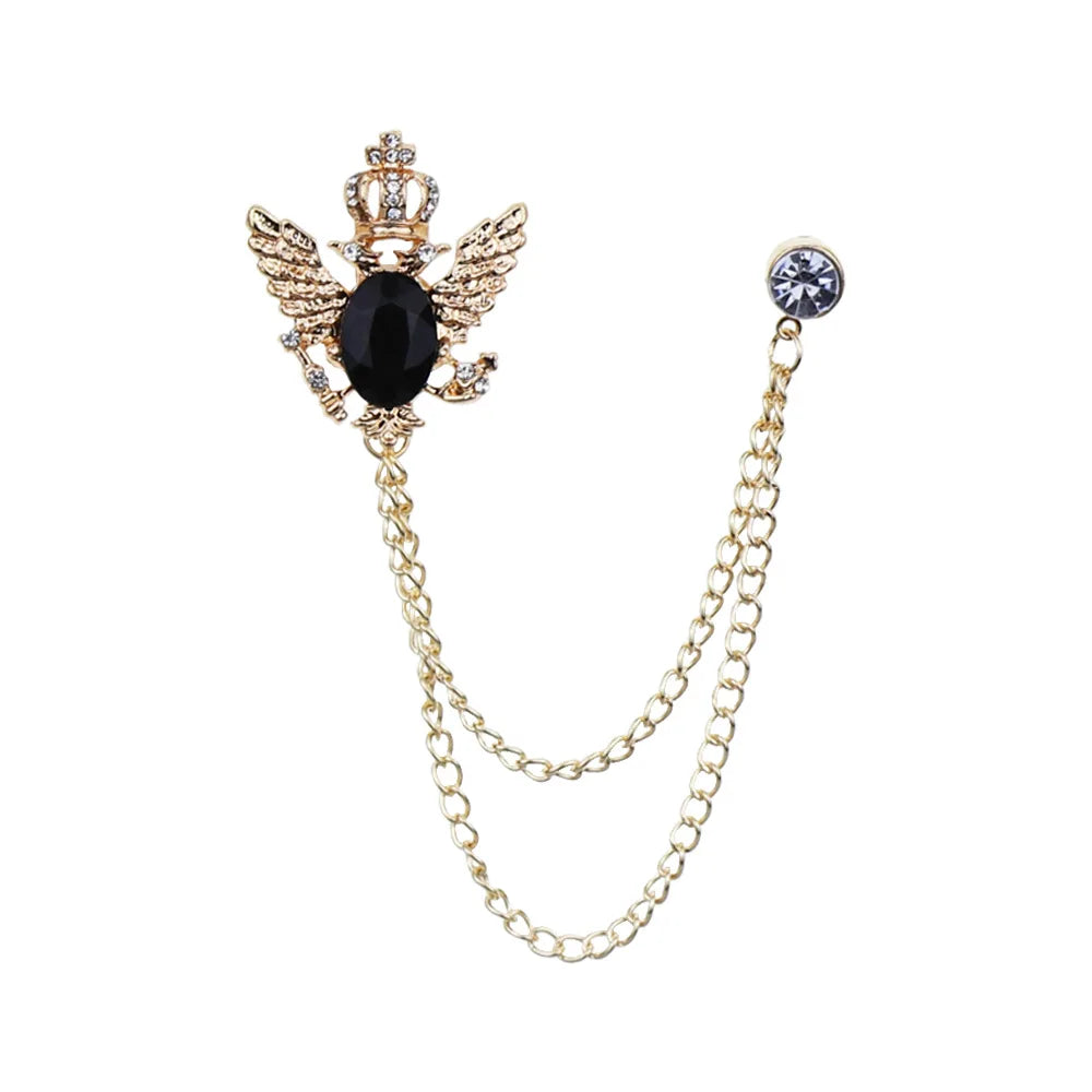 European and American Retro  Style Jacket Suit Corsage Tassel Chain Double-headed Eagle Brooch Clothing Accessories