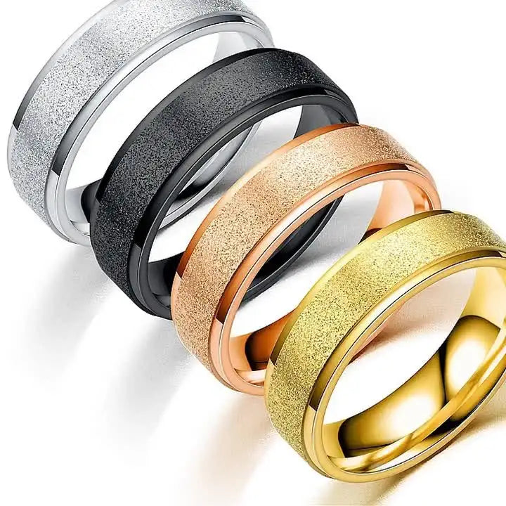 4mm 6mm 8mm Fashionable Stainless Steel Matte Ring for Men and Women Couple Ring Wedding Rings Couple Set