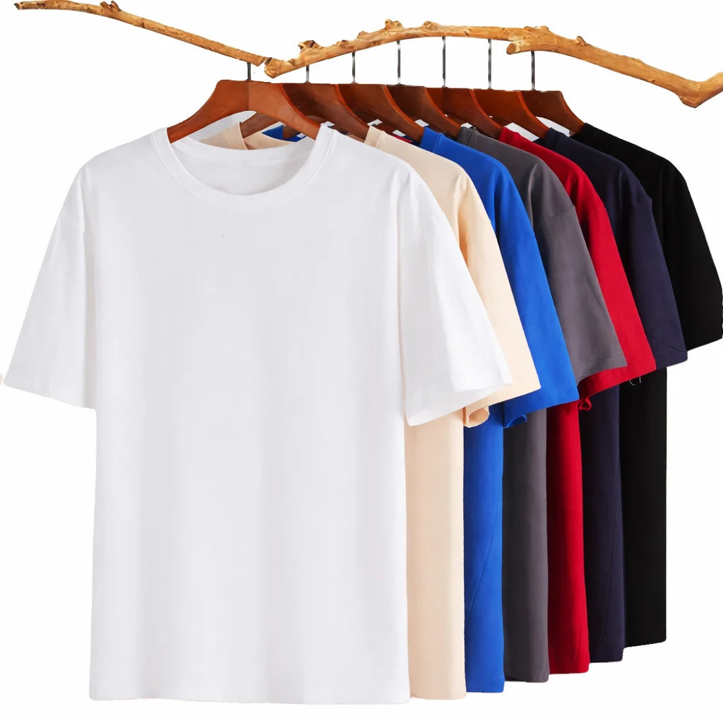 China Bangladesh Factory Price OEM Customized Logo Embroidery Mens 240g Heavyweight O Neck Loose Fit Cotton Short Sleeve T Shirt