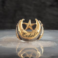 Custom Logo Men's Ottoman Style Fine Ring 925 Sterling Bi-Color Rhodium & Gold Plated Made in Turkey Model RCEGYT-620