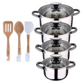 8-piece stainless steel cookware set suitable for induction cooktops San Ignacio Premium Collection + Set of 3 silicone and