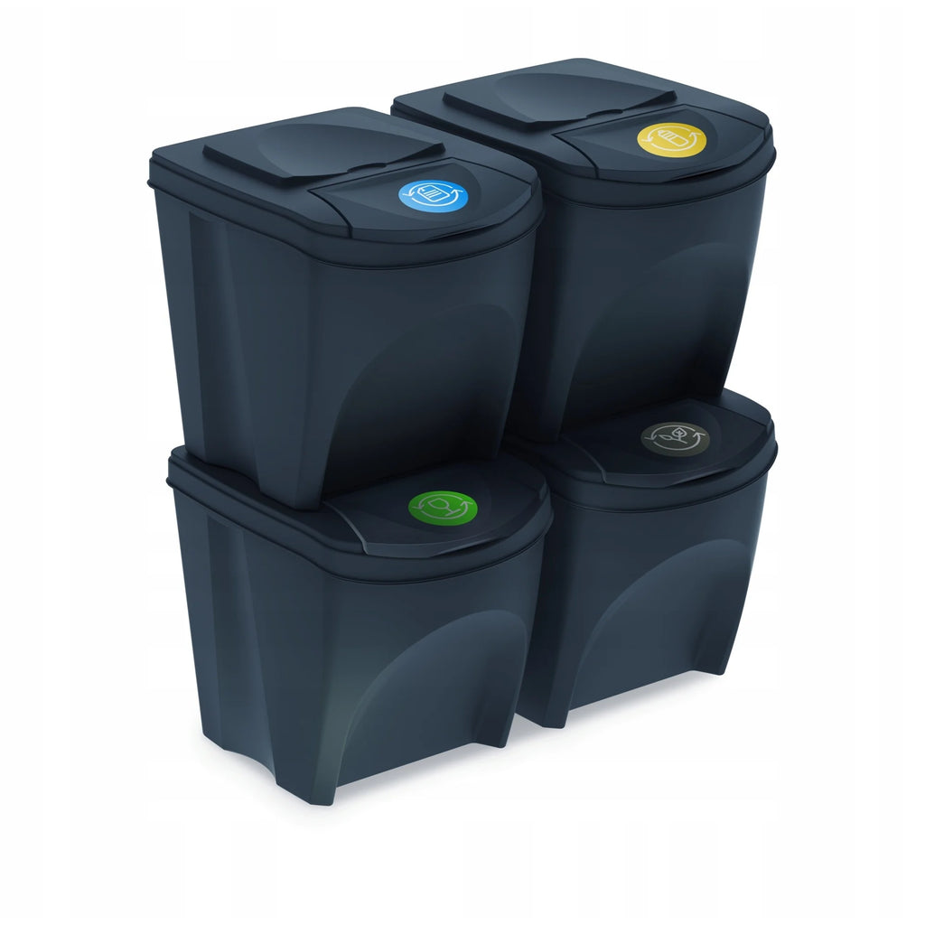 Set of 4 KEDEN SORTIBOX waste bins recycling bin anthracite volume 4x25L