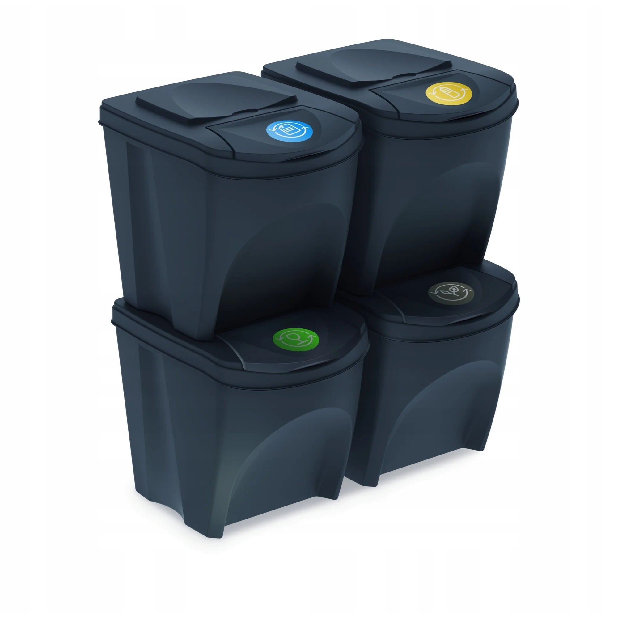 Set of 4 KEDEN SORTIBOX waste bins recycling bin anthracite volume 4x25L