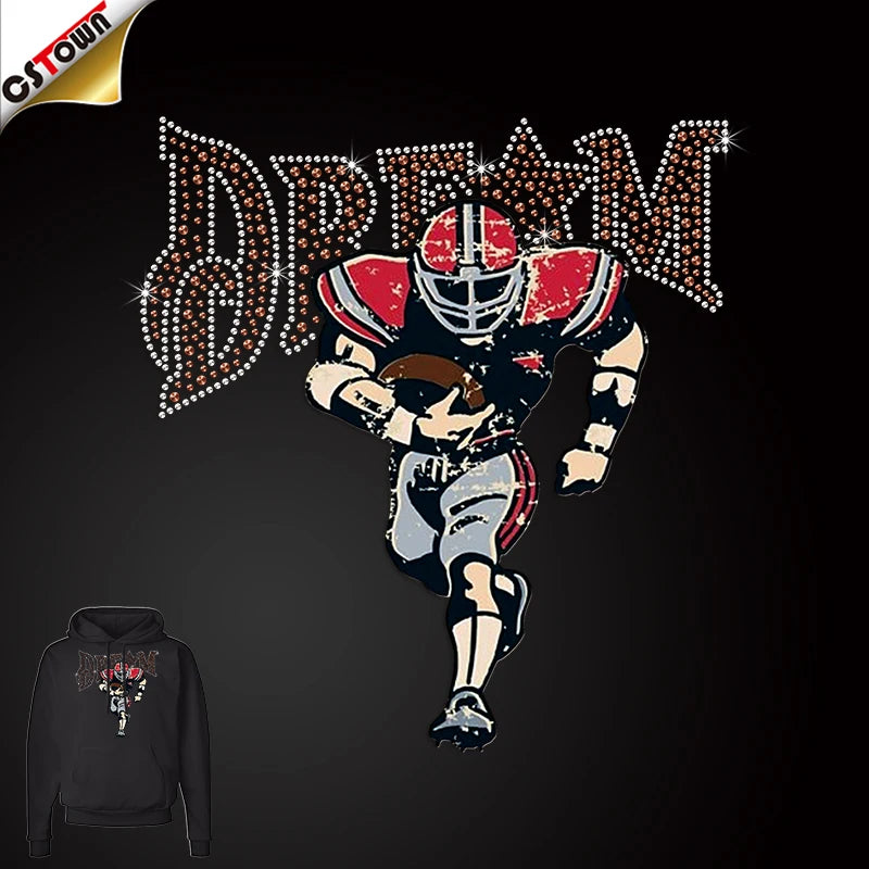Cstown Football Brand Rhinestone Transfer Screen Print Heat Transfers