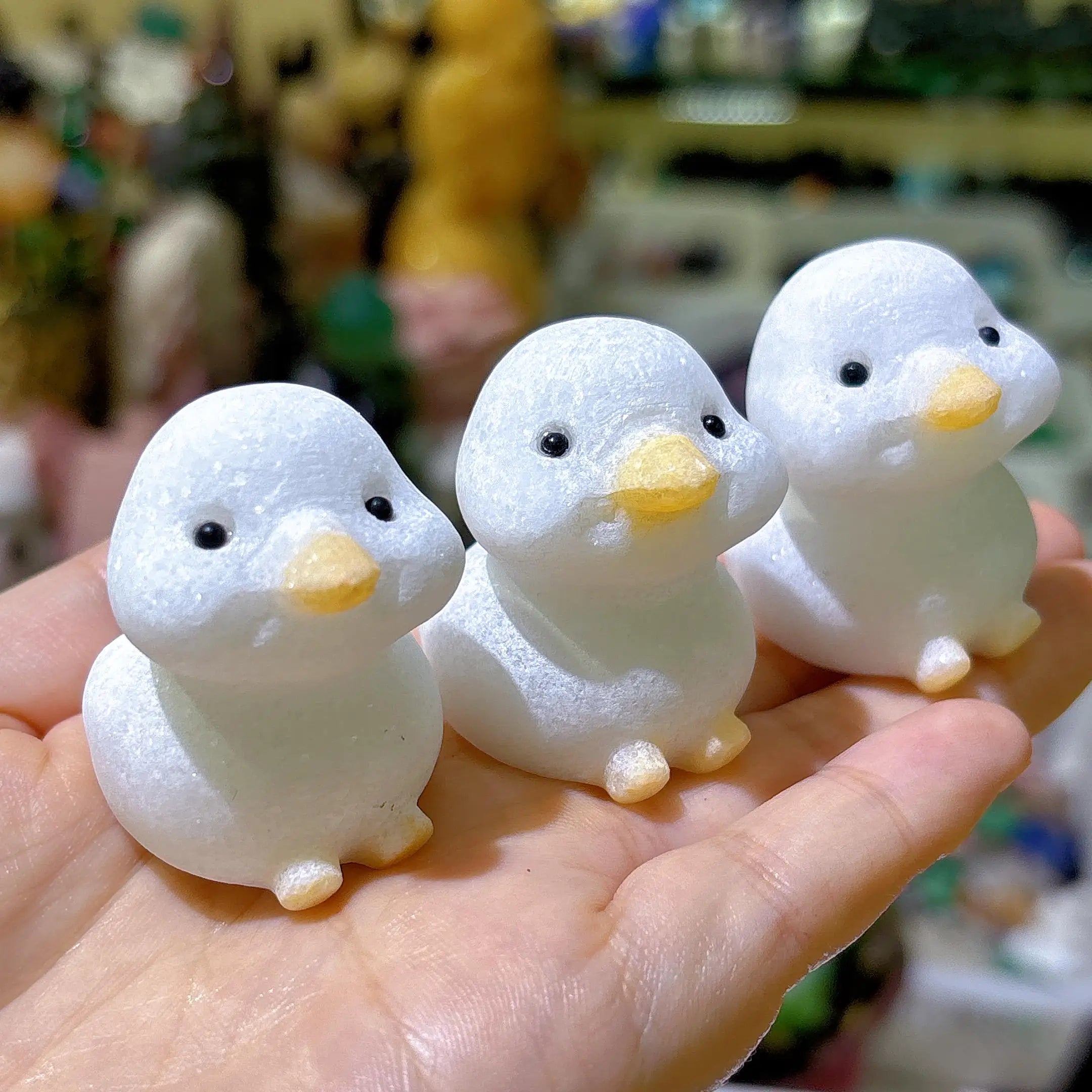 Wholesale Cute White Jade Duck Ornament for Home Desktop Shelf Decorations Unique Gift Series Room Decorations Artworks