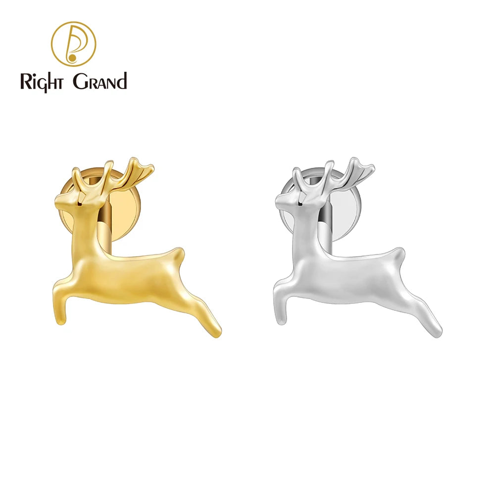 Titanium Internal Thread Deer Stud Earring 16G Helix Stud Tragus Cartilage Labret Monroe Piercing Jewelry for Christmas Gifts