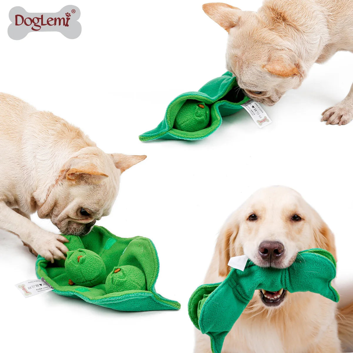 pet chew toys Luxury Custom Dog Toys-Pea Design IQ Training Soft Eco-Friendly Squeaky Interactive Toys