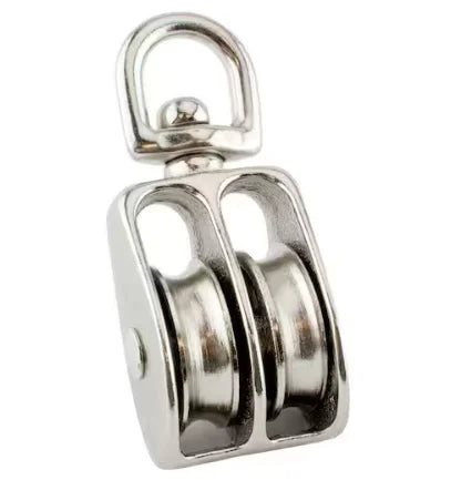 Heavy Duty Double Swivel Block in Stainless Steel Sizes 25/32/50MM Polished End New Condition Carton Box Packaging with Gift Bag