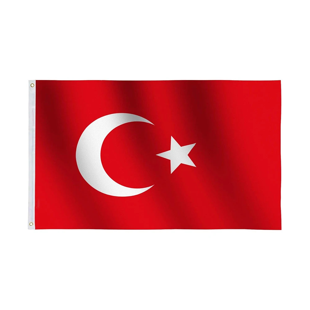 Euro 2024 Best Seller 100% Durable Polyester 90x150cm Football Celebration Flag Customize 3x5ft Hot Turkey Flag of Turkey"