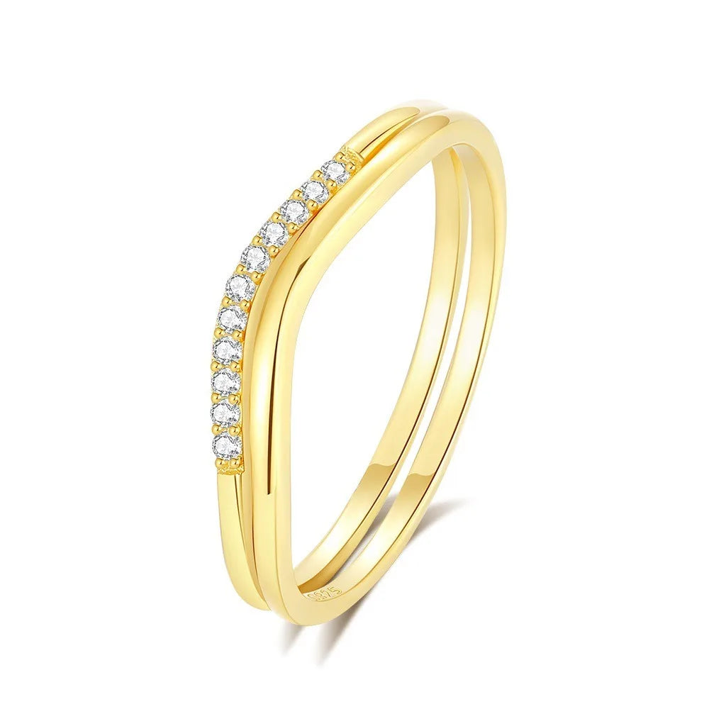 Romantic Style 925 Sterling Silver Jewelry Custom Zircon Glod V-shaped Crown Mossanite Diamond Wedding Rings for Girls