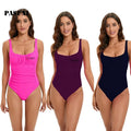 PASUXI Wholesale Trendy Tube Top Pleated Bathing Suit Slim Waist with Thin Straps Beach Holiday One Piece Swimsuit Nylon