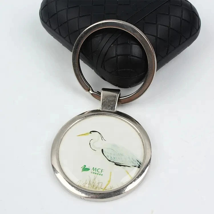 Custom Double Sided Printing Logo Epoxy Metal Keychain for Promotional