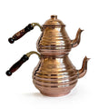 Handmade Hand Hammered Turkish Stovetop Copper Tea Kettle Sliced Teapot Set Classic 2650ml Eco-Friendly COPPER Color Shark