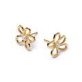LOZRUNVE Silver 925 Sterling Jewellery 18k Gold Minimalist Elegant Pearl Flower Stud Earring