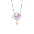 Fashion Women Jewelry 925 Pure Silver Heart Star Necklace for Women Valentine's Day Gift Solid Silver Collarbone Chain