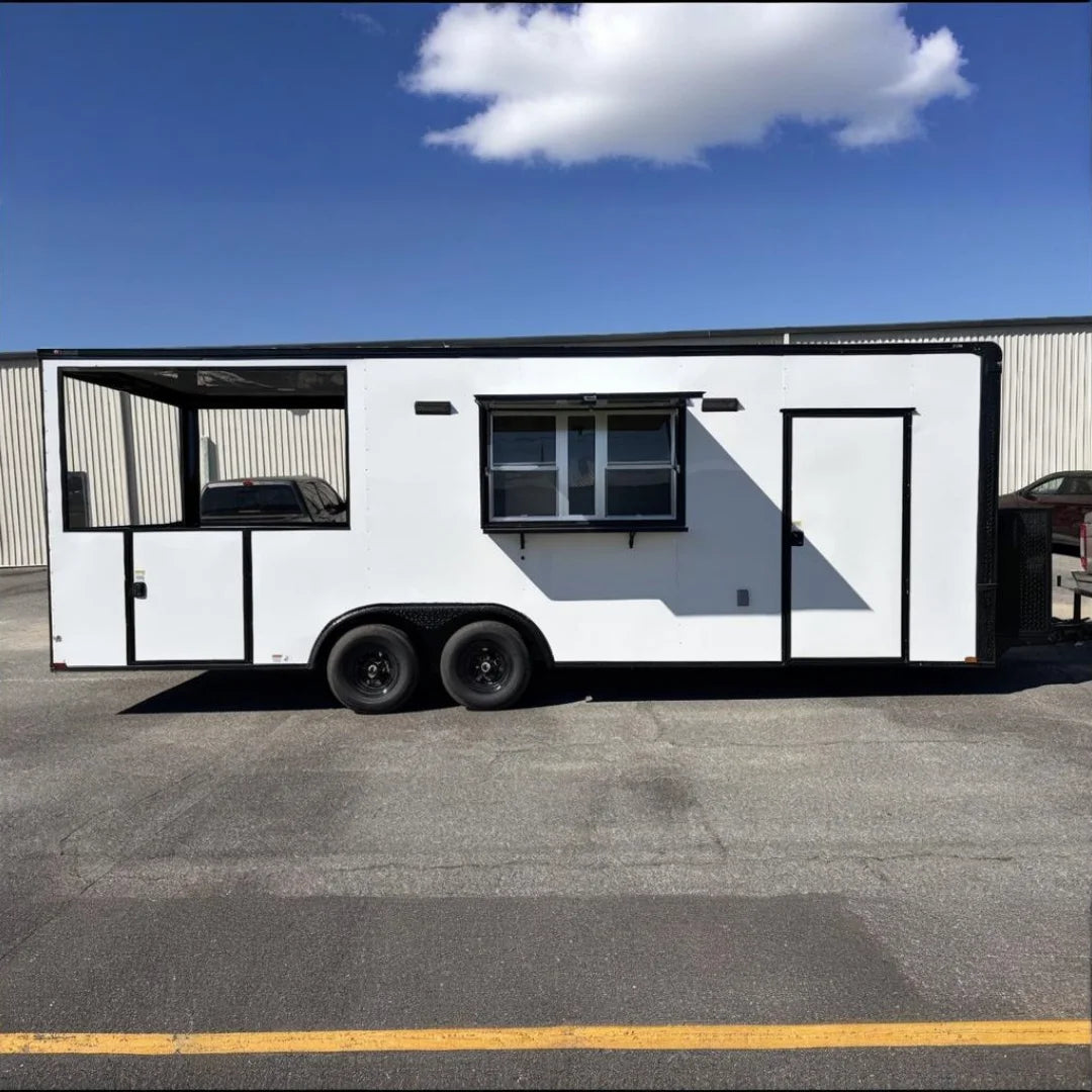 Yiwanjia YWJ-FT01 Custom Stainless Steel Food Truck Coffee Trailer with Barbecue Grill 5.5x2.3 Meters 200 Units Capacity