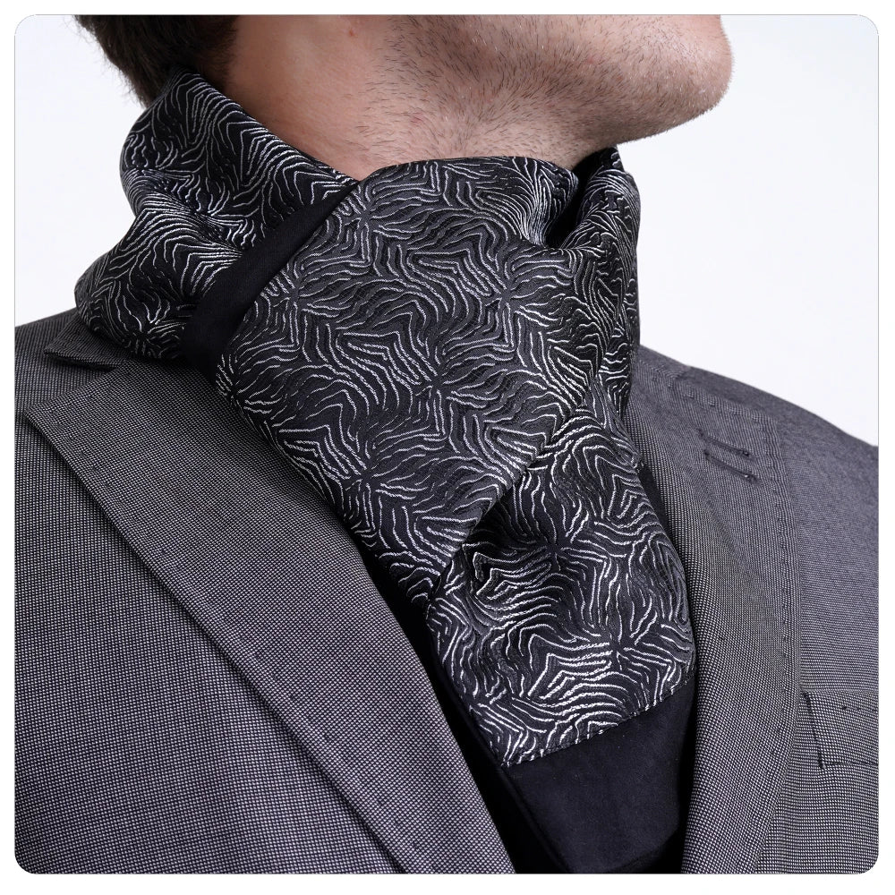 Exve Exclusive Black Silver Sahara Desert Pattern Double-Sided Fur Scarf From Turkey