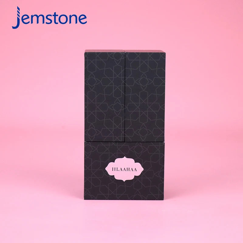 Custom Eco-Friendly Magnetic Craft Paper Luxury Double-folded Cardboard Gift Box UV Coating Embossing Black Logo