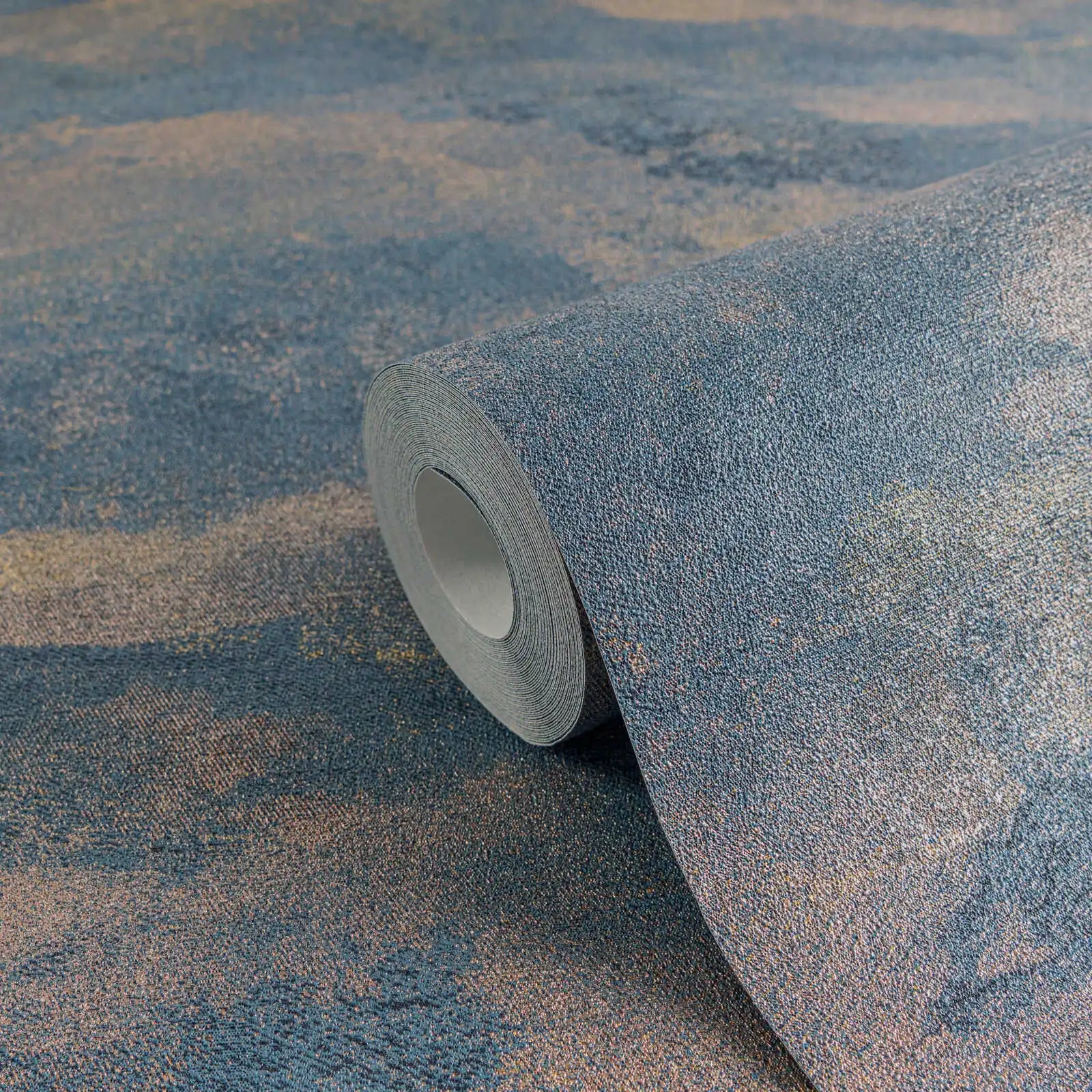 Made Germany Modern Geometric Non Woven Vinyl Wallpaper Rolls Blue Gold Metallic Light Resistant Mould-Proof Kitchen Bathroom