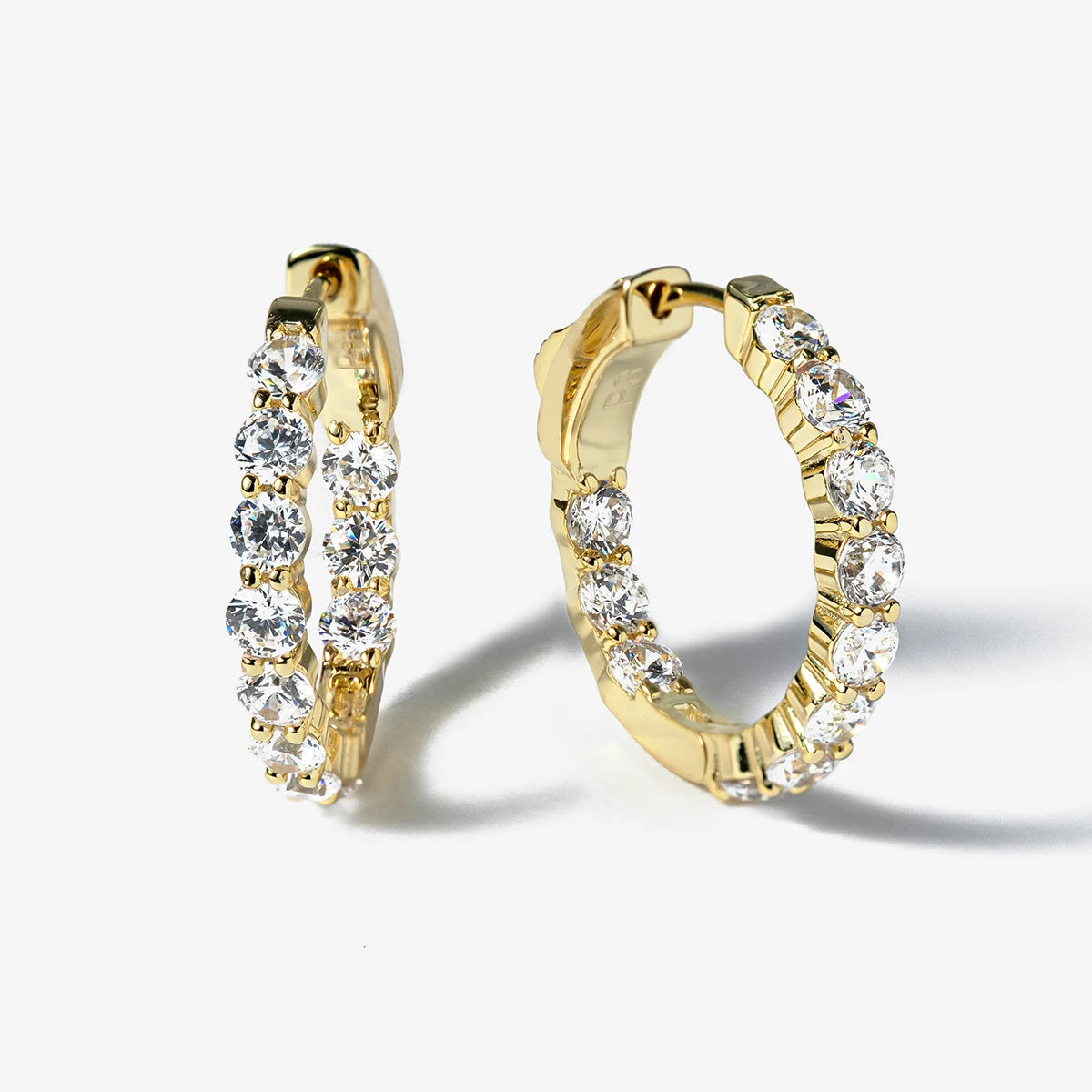 Sparkle Inside Out CZ Hoop 925 Sterling Silver Bridal Women Luxury Jewelry Earrings