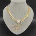 Custom Luxury Women Alphabet Letter Necklace Iced Out CZ Heart Hook Art Cursive Initial Pendant Diamond Letter Necklace