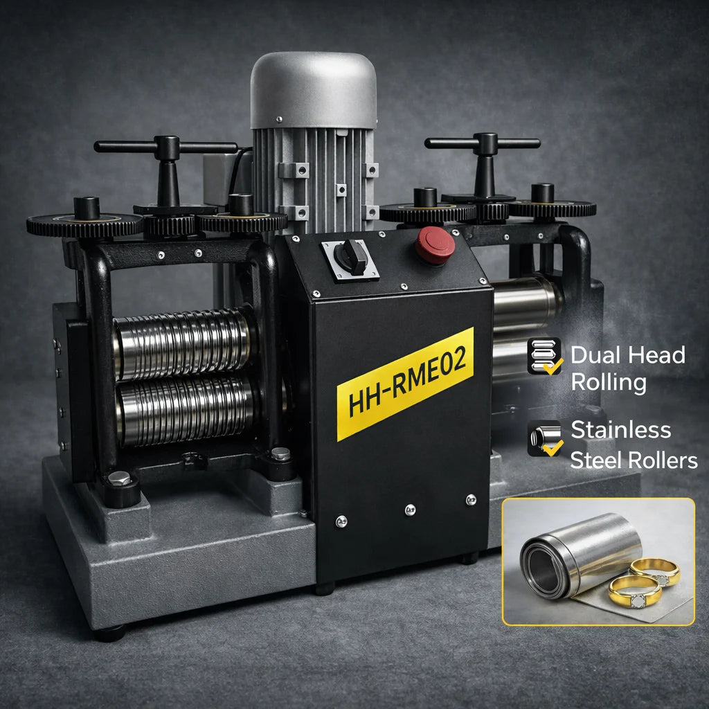 Boasta 2HP Double Head Motorized Rolling Mill 130mm Stainless Steel Rollers Jewelry Sheet and Wire Forming Machine Custom Logo